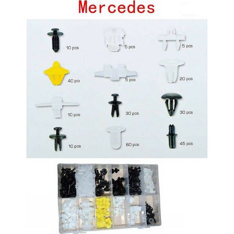 TRADE SHOP - Set Clip Di Fissaggio Per Auto Mercedes Confezione 270 Pezzi Ricambi Plastica -