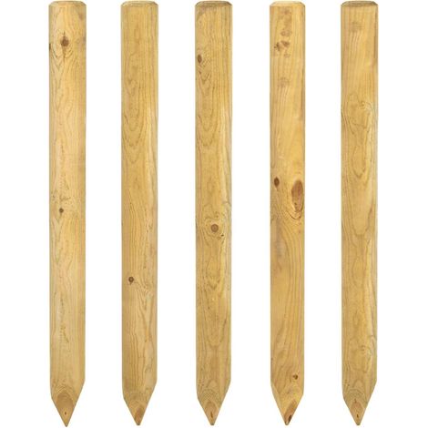 Poteaux de clôture 5 pc Vert 60 cm Bois de pin massif vidaXL (1/4)