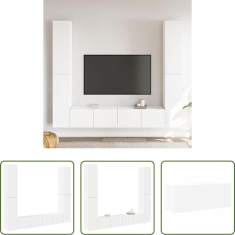 vidaXL Wandhalterung - 6-tlg. TV-Schrank-Set Weiß Holzwerkstoff (1/5)