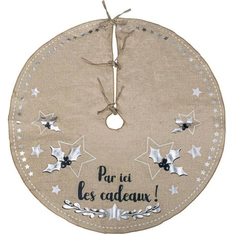 Paris Prix - Tapis Pour Sapin Jute cadeaux 90cm Naturel