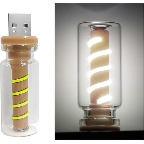Lampe d'ambiance USB pour voiture avec commande tactile à intensité variable, LED style bouteille en verre rétro, blanche (1/5)