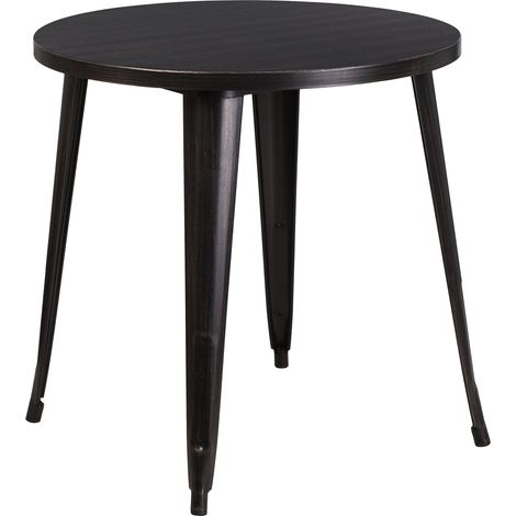 Table Rond en métal Table d'intérieure/extérieure, Métal, Black/Antique Gold, 77.47 x 77.47 x 12.7 cm (1/3)