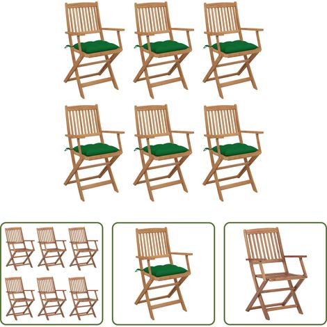 Akazienholz - Klappbare Gartenstühle 6 Stk. mit Kissen Massivholz Akazie (1/5)