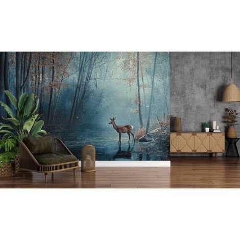 Papier peint animaux - cerf majestueux dans la forêt - 150 x 250 cm (1/2)