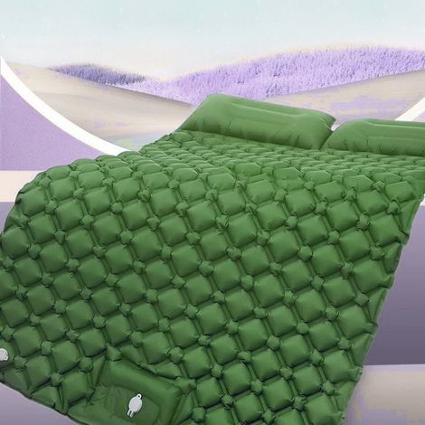 Matelas de camping double (avec oreiller et pompe à air à pédale intégrée) - Matelas gonflable portable et tapis résistant à l'humidité (1901205cm) (1/5)