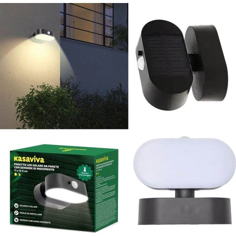 1 Pezzo Lampada Solare da Parete a Led con Sensore di Movimento 15 x 11 cm