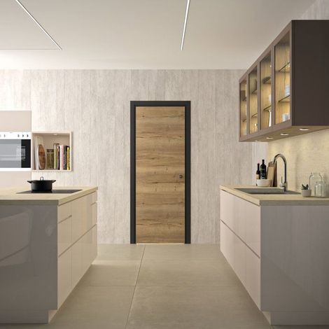 Bloc porte isotherme avec huisserie OPTIMUM Premium Chêne authentique Poussant gauche Ajustable H 204 cm (1/2)