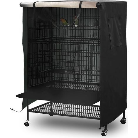 Grande copertura protettiva per gabbia per uccelli - Resistente alle intemperie (600D) - Protezione solare - Universale per gabbia per uccelli Nero 130x96x59cm (1/4)
