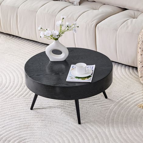 Mesa centro redonda MDF metal 70 cm negra OKMYHOME (1/5)