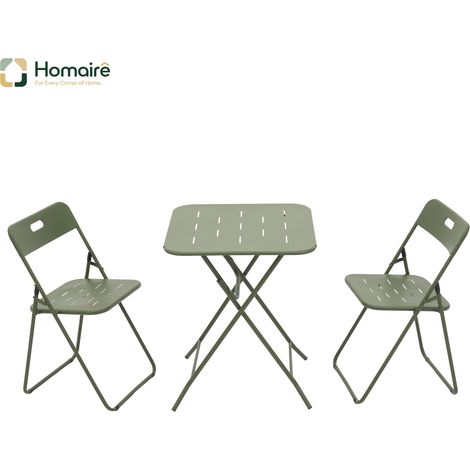 HOMAIRE Ensemble de bistro extérieur pliable 3 pièces vert résistant aux intempéries (1/5)