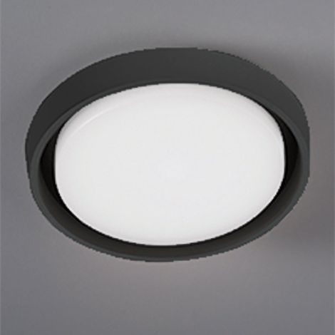 Alu Applique et Plafonnier à LED Gris Foncé 30W 3000K IP54, Design Moderne Circulaire avec Diffuseur en Polycarbonate Opalin Satiné