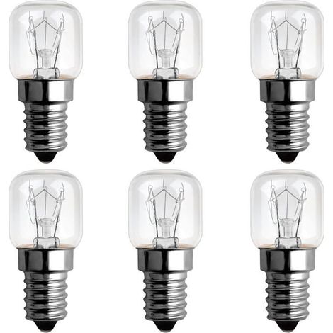 Ampoule de four E14 T22, résistante au verre jusqu'à 300 °C, à intensité variable, blanc chaud 2300 K, pour micro-ondes et hotte aspirante, lot de 6 (1/5)