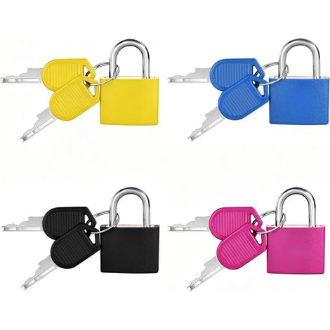 Lucchetto per valigia 4 pezzi con chiave, lucchetto piccolo, lucchetto per bagagli, lucchetto da viaggio, lucchetto per zaino, lucchetto in metallo resistente alle intemperie con chiave, lucchetto pic (1/5)