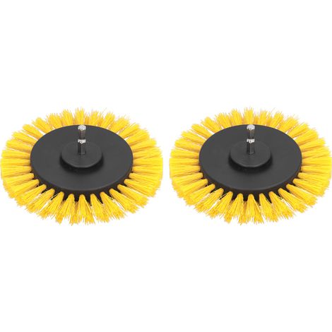 Lot de 2 têtes de brosse de 3,5 pouces pour perceuse électrique, embout durable pour la décoration de tapis, jaune (1/5)