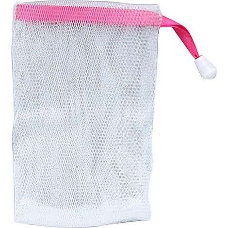 Peeling-Seifenspender aus Netzgewebe mit Zugband, Zubehör für die Gesichts- und Körperreinigung (Rot-Rosa) (1/2)