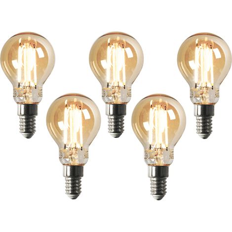 Set of 5 Smart E14 LED Bulbs P45 Gold 4.9W 470lm 1800-4000K