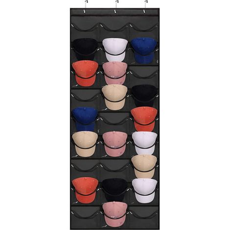 Porte-chapeau pour casquettes de baseball 27 poches organisateur de chapeau organisateur de chapeau pour mur de placard, noir (1/5)