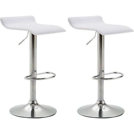 Set di 2 sgabelli da bar dal design minimalista altezza regolabile poggiapiedi PVC bianco e metallo cromato 100005561
