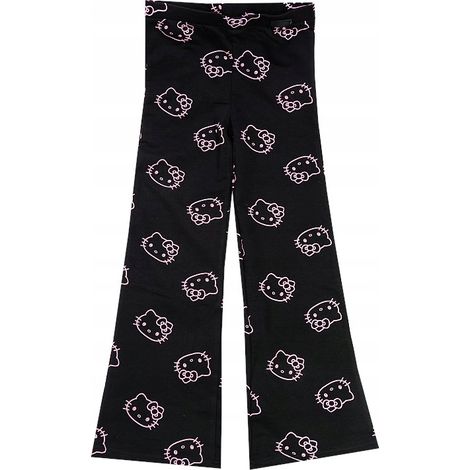 Leggings Hello Kitty Bell, pantalones acampanados, color negro, 146 D077E