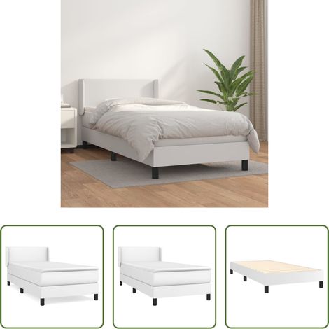 Boxspringbett mit Matratze Weiß 100x200 cm Kunstleder (1/5)