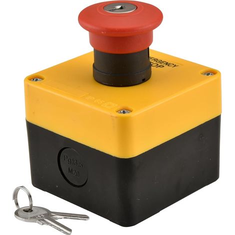 Interrupteur d'arrêt d'urgence à bouton-poussoir résistant aux intempéries 660 V 10 A avec boîte et clé (2NC) (1/5)
