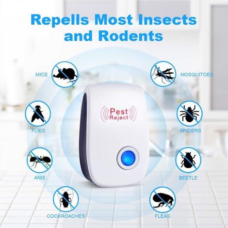 4PCS Répulsif Ultrasonique Antiparasitaire Insectifuge Intérieur Electronic Ultrasonic Pest Repeller pour Rongeurs Insectes Répulsif Ultrason Souris, Rats, Moustiques, Cafards, Araignées (1/4)