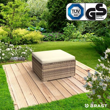 BRAST Poly-Rattan Gartenmöbel Lounge Set Hocker Braun (1/5)