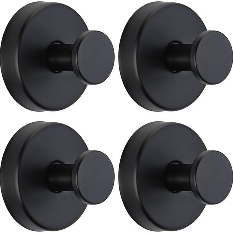 Ganci a ventosa - 4 pezzi - Ganci portasciugamani - Ganci a ventosa in acciaio inossidabile per doccia - Portasciugamani - Per finestre, vetro, bagno, cucina - Nero (1/5)