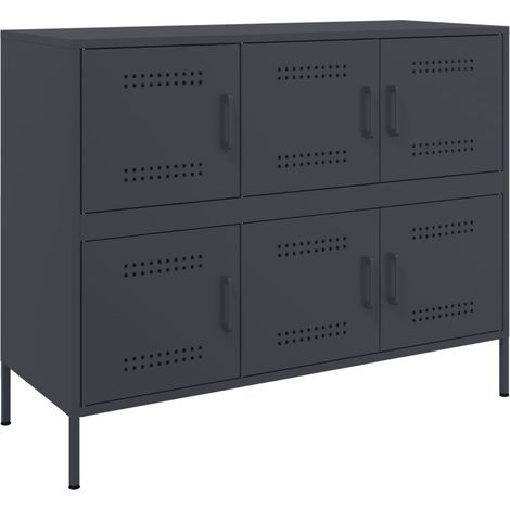 Credenza buffet cassettiera mobile contenitore organizer cucina soggiorno soggiorno 100,5 x 39 x 79 cm acciaio antracite 020029689