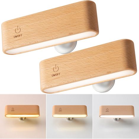 Lot de 2 lampes murales LED rechargeables, veilleuse magnétique à luminosité réglable, lampe de lecture tactile rotative à 360° (1/5)