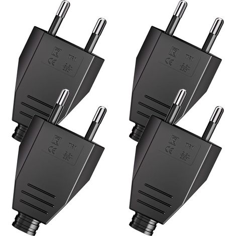 (Noir)4 Pièces Fiche Européenne Plate, Prise Electrique Male 250V 2.5A, Fiche Euro Schuko Fiche D'alimentation Domestique Décorative à Encastrer ou à Remplacer (1/5)