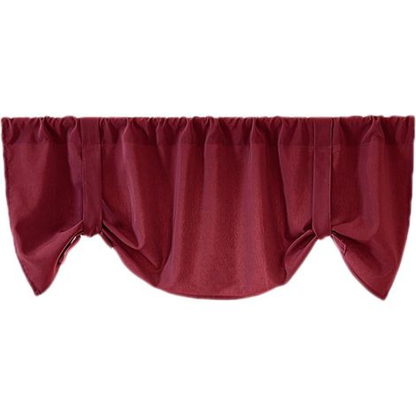Voile - Rideau Haut Pour Fenêtre - Poche À Tringle - Polyester - 132 x 46 cm - Rouge Bordeaux - 1 Pièce (1/5)