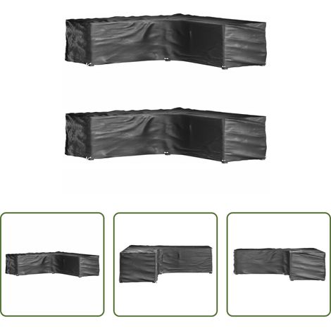 vidaXL UV-beständig - Gartenmöbel-Abdeckungen in L-Form 2 Stk. 16 Ösen 250x250x70 cm (1/5)