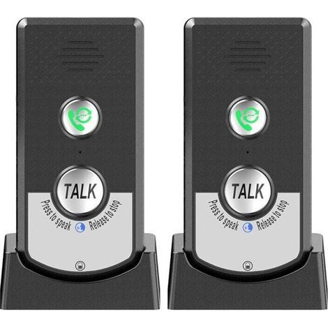 Lot de 2 interphones domestiques sans fil, appels bidirectionnels, interphone vocal portable sans fil ultra longue portée pour personnes âgées, communication inter pièces, sonnette d'appel (1/4)
