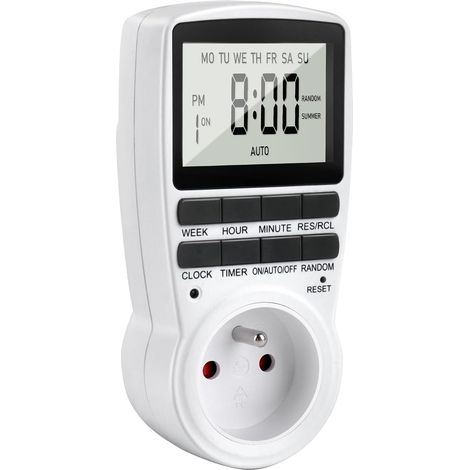 Enchufe temporizador digital programable con 16 programas, temporizador digital con modo antirrobo y pantalla LCD, enchufe temporizador para electrodomésticos (1/5)