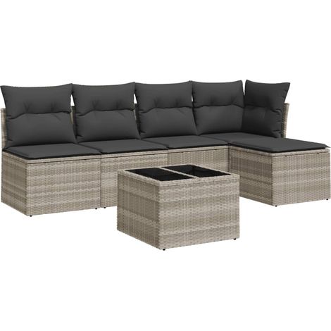 Maison Exclusive - 6-tlg. Garten-Sofagarnitur mit Kissen Hellgrau