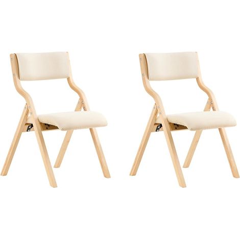 SoBuy FST40-Wx2, Lotto da 2 Sedie Pieghevoli da Pranzo con Seduta e Schienale Imbottiti, Design Elegante e Salvaspazio Sedie Pieghevoli da Interno, Perfette per Cucina, Ufficio ed Esterno, Bianco