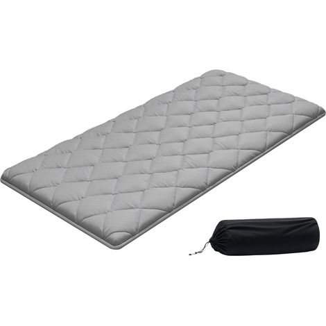 Matelas Futon Portable Pliable 991x2032x63,5 mm, Matelas de Sol avec Sac de Rangement et Sangles, 9 Couches, Futon Japonais Tatami Tapis, pour Dormir Méditation Yoga Invité Voyage, Gris (1/5)