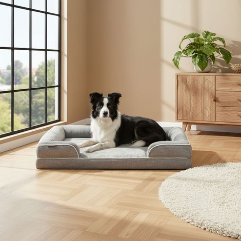belviona Memoryfoam Hundebett orthopädisch, gelenkschonend & wasserabweisend mit abnehmbaren Bezug, 106x80x17 cm (1/5)