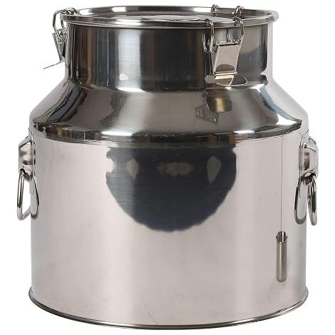 Récipient Hermétique des Aliments en Acier Inoxydable 201 avec Couvercle et Louche, Bidon Multifonctionnel avec Joint en Silicone, Pour le Stockage de Lait, Vin, Fromage et Farine (22L) (1/5)