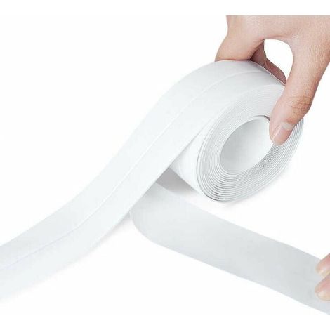 Joint Silicone Blanc Salle De Bain, Bande De Protection Lambourde Crédence Adhésive Cuisine Silicone Anthracite pour Cuisine, Baignoire, WC, Coin Mural, Douche, Carrelage (38mm X 3.2m - White)，une piè (1/4)