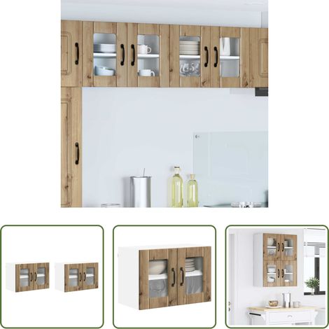 Küchenwandschrank - Küchenschrank 2 pcs Artisan-Eiche 60 x 31 x 40 cm Holzwerkstoff (1/5)