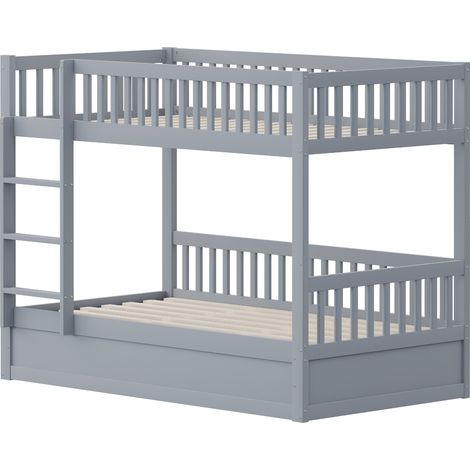 Litera infantil de madera 90 x 200 cm con almacenamiento hidráulico gris (1/5)