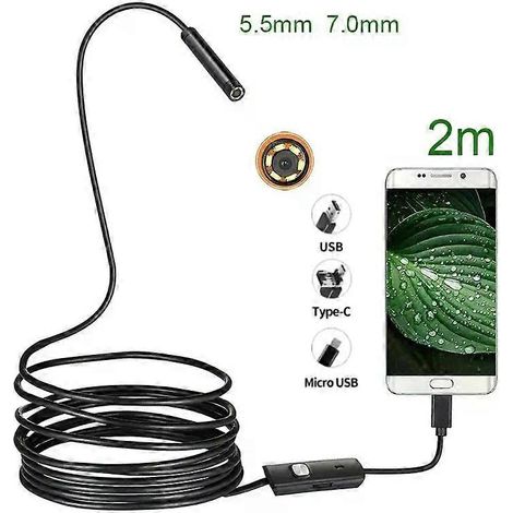 55 7MM Android Endoskop 3-in-1 USB/Micro-USB/Type-C Boroskop Inspektionskamera Wasserdicht FÜR Smartphone (1/4)