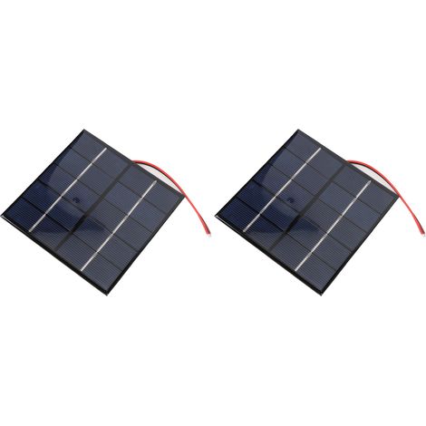Lot de 2 panneaux solaires miniatures 1,2 W 5 V en polysilicium avec fil électronique pour téléphone, tablette et appareil photo (100 x 100 mm). (1/5)