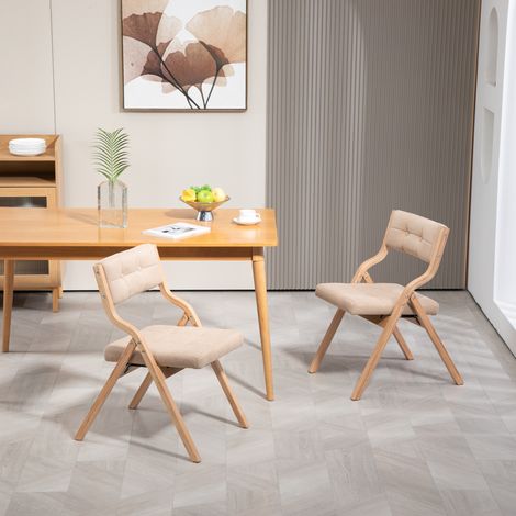 Tanant – Lot de 2 chaises pliantes rembourrées – Cadre en bois – Confort optimal avec dossier incurvé – Prêtes à l'emploi pour invités, cuisine, bureau