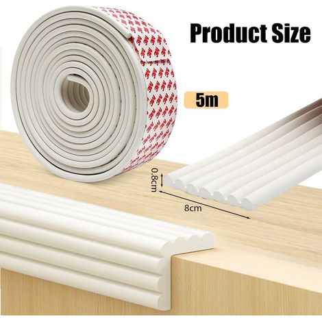 Selbstklebender Schaumstoffkantenschutz 5 m x 80 mm x 8 mm, stoßdämpfend für Möbel, Babyartikel, weiß. (1/5)