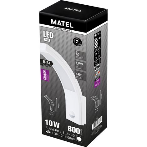 Aplique led sensor exterior IP54 matel blanco 6400K (1/5)