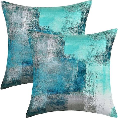 Lot de 2 taies d'oreiller décoratives turquoise, housses de coussin pour la décoration intérieure (1/5)