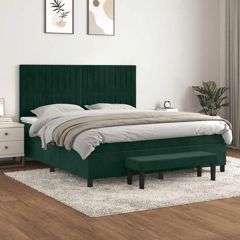 Sommier à lattes de lit et matelas Vert foncé 180x200cm Velours (1/5)